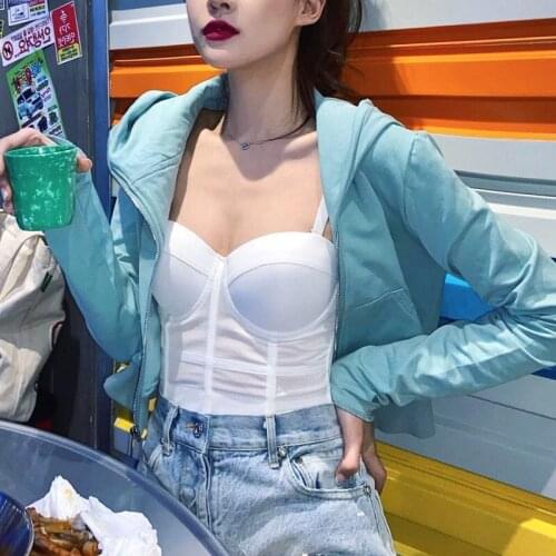 Web celebrity to harness female careful machine white gauze sexy underwear of fishbone render vest inside show thin outer wear t