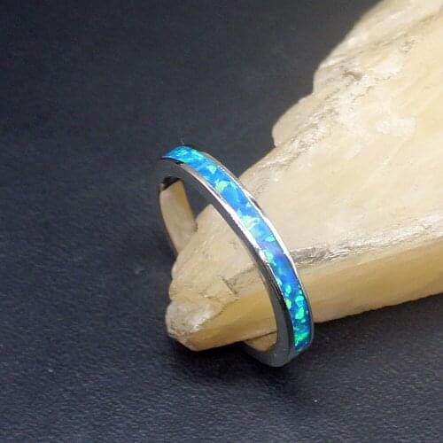 Hermosa Elegant Cute Blue Mystical Opal Genuine 925 Silver Band Ring Wedding Engagement Gifts for Women Size 8# 20214375