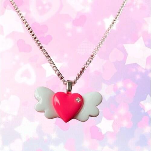 Fashion Punk Wings love Necklace Charms Cute Things Hip Hop Jewelry For Women Harajuku Gothic Choker Chains Accessories