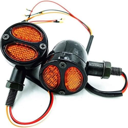 1Pair Retro Motorcycle Turn Signal Lights Motorcycle Indicator LED Flashing Two-color Rear Blinker Indicator Tail Light