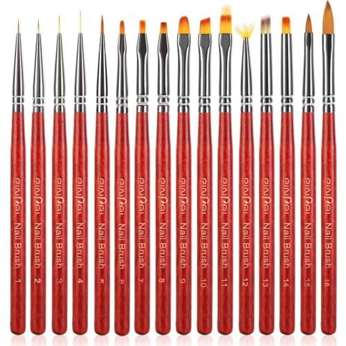 16PCS/Set Multifunctional Nail Pen Brush Exquisite Wooden Rod Pull Wire Painting Pen Salon Decoration Manicure Nail Art Tools