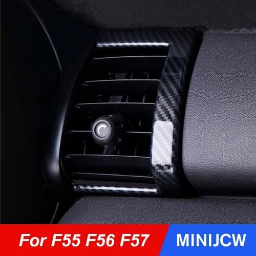 2Pcs Car Carbon Fiber Middle Vent Outlet Cover Sticker Housing Frame For Mini Cooper One S JCW F55 F56 F57 Trim Car Accessories