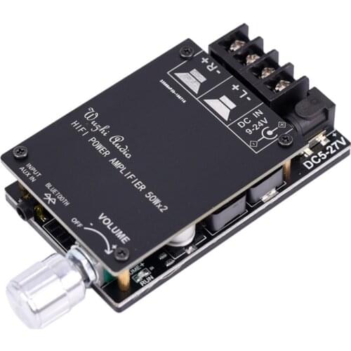 2x50W TPA3116 AUX+ Bluetooth 5.0 HIFI High Power Digital Amplifier Stereo Board AMP Amplificador Home Theater-with Shell