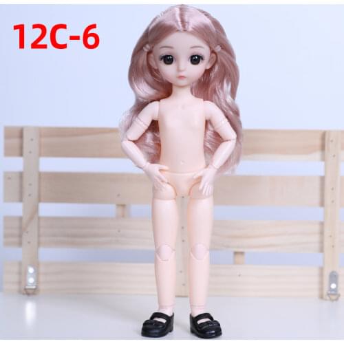 30CM Cute Nude Doll Toy Multi-joint Movable Fashion 1/6 Bjd Doll Girls Dress Up Diy Toy Accessories Give A Pair of Shoes