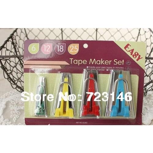 4IN1 (4 sizes) Easy Bag Handles Fabric Bias Tape Maker Awl Kit Set For Sewing Quilting DIY Craft Multicolor 6mm 12mm 18mm 25mm