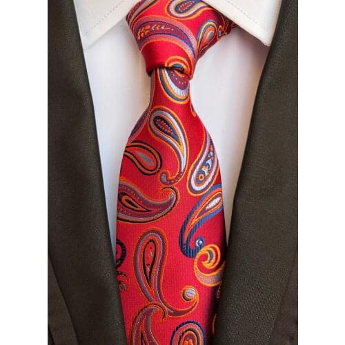 8CM Fashion Mens Formal Tie Jacquard Woven Silk Necktie Stylish Red Gravata