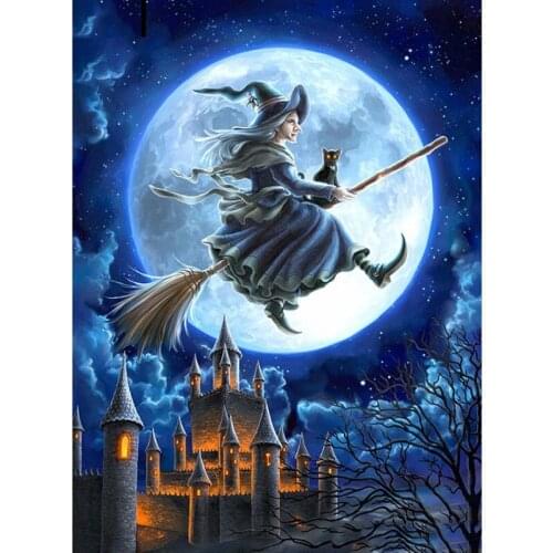 Full Square Drill 5D DIY Diamond Painting "Halloween witch" Full RoundEmbroidery Cross Stitch Mosaic Home Decor Gift