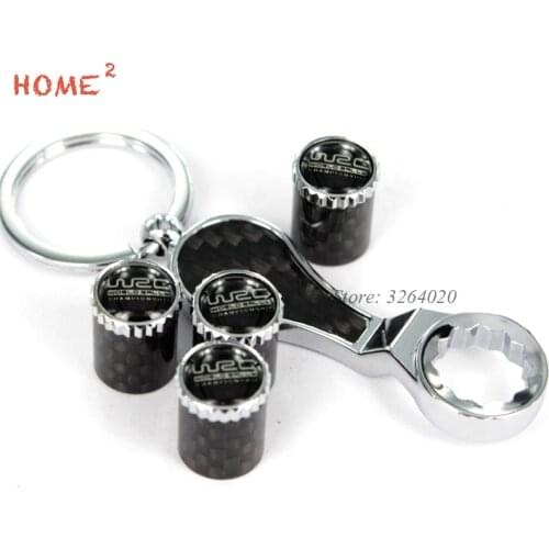 Car Styling for WRC Logo Tire Valve Caps Metal Wheel Cover with Wrench for Peugeot BMW Mercedes benz Hyundai Sunaru Lexus Skoda