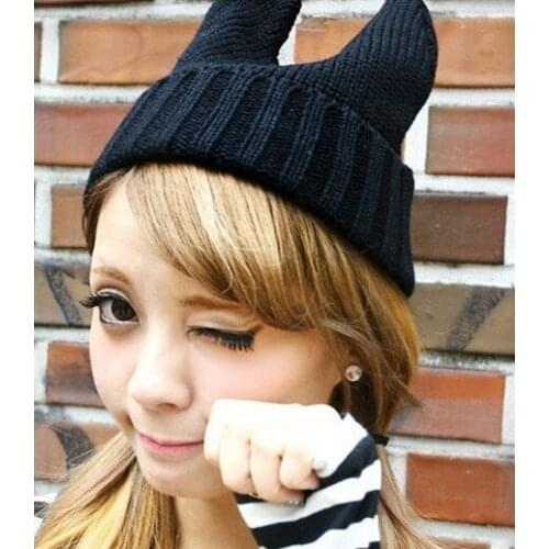 Free shipping NEW Handmade Knited hat Wool hat Yarn devil cap Japans style shining cap monster bunny cap