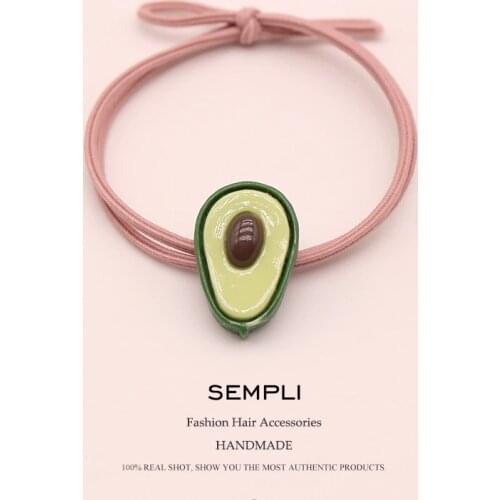 Sempli High Elasticity Nylon Elastic Hair Bands Avocado Fruit Ponytail For Women Girls Hair Band Baby Girl Headbands Accessories