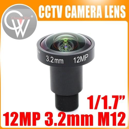 12Megapixel (4K Lens) Fixed M12 Lens 12MP 3.2mm Fisheye lens 160 Degree For 4K IP CCTV camera or 4K Sport Action DV