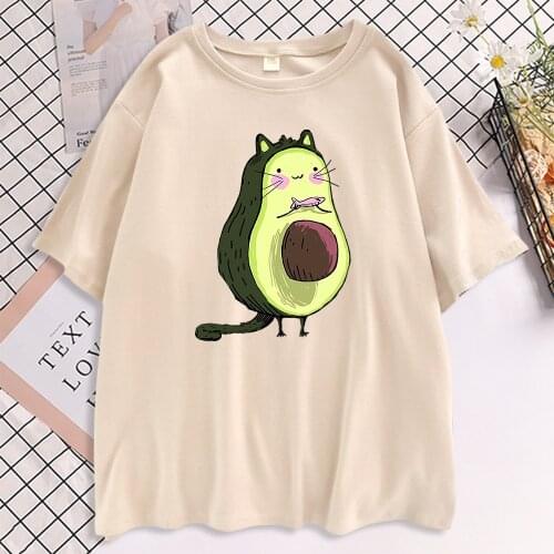 Avocado Vegan Women T Shirt Ulzzang Kawaii Cartoon Tshirt Harajuku 90s Graphic Female Short Sleeve Tee T-shirt Summer Clothes