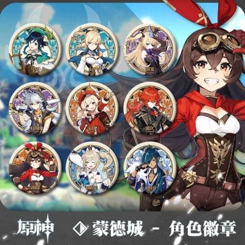 Genshin Impact Cosplay Badge Paimon Xiangling Lumine Aether Print Pins Badges Brooch Jewelry Halloween Costume Accessories