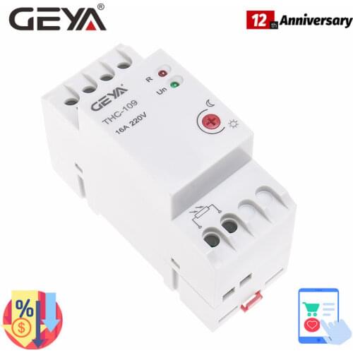 GEYA Photocell Light Control Switch with Sensor 16A 20A 25A AC220V Din rail Twilight Switch Auto Manual ON OFF