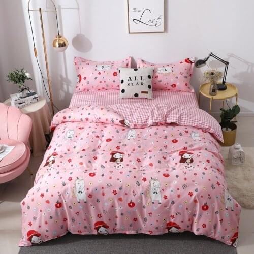 Pastoral Bedding Set，Pink plaid Duvet Cover With Pillowcase 200x230/150x200,135x200 Child Quilt Cover,King Size Blanket Cover
