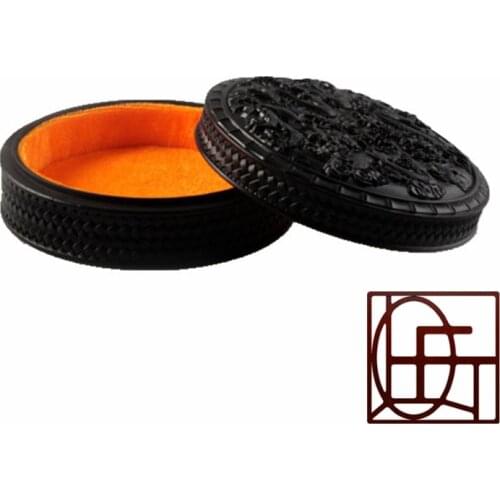 Ebony Dragons carved jewelry box round box / gifts mahogany jewelry collection box storage box