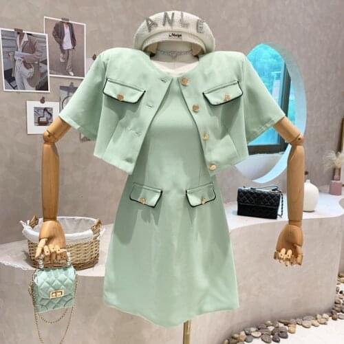 Professional Dress Suit Womens Fashion Slim Fit Short Blazer Jacket Top Midi Pencil Dress Black White Office Lady Business Wear