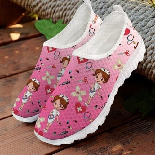 ELVISWORDS Women Shoes Cute Gradirnt Nurse Pattern Casual Ladies Sneakers Fashion Womens Walking Shoes Non-slip zapatos mujer