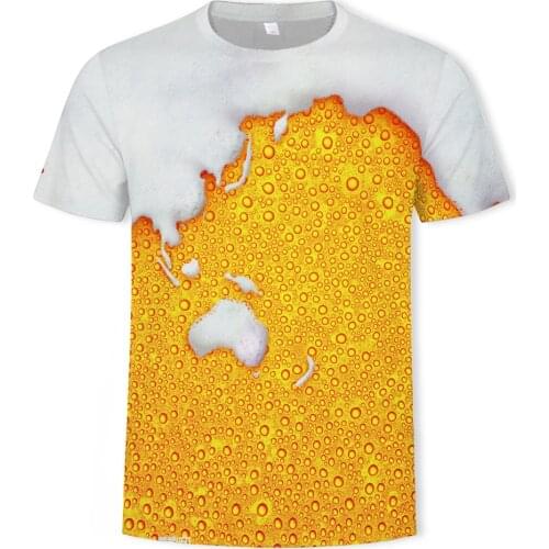 Summer Men T-shirt 3D Beer Time Short Sleeve Novelty Water Pattern O-Neck Tops Tees Funny 3D Printed Streetwear Tshirt
