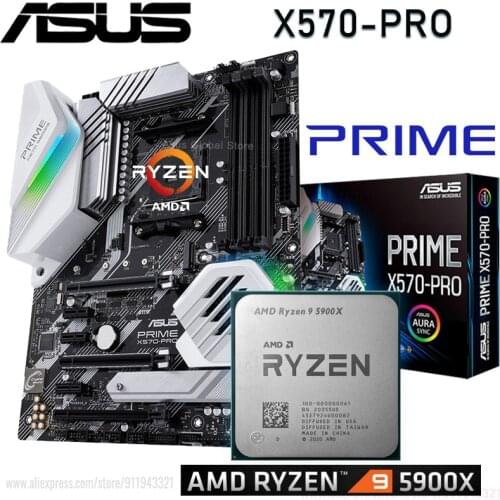 Asus PRIME X570-PRO With AMD Ryzen 9 5900X Motherboard Set PCI-E 4.0 DDR4 128GB M.2 CrossFireX Motherboard Kit Placa-mãe New
