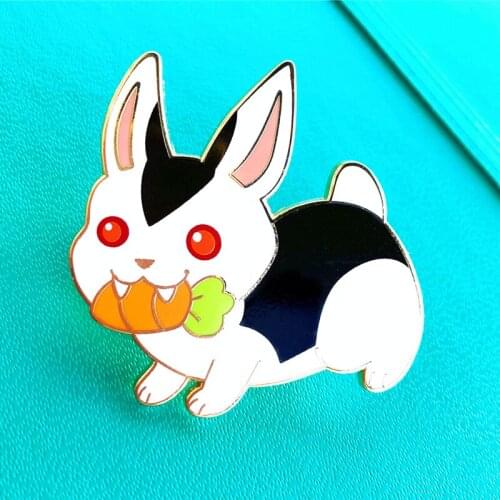 Kawaii Cartoon Rabbit Eating Carrot Enamel Brooch Pin Backpack Hat Bag Collar Lapel Pins Badges Fashion Jewelry Accessories