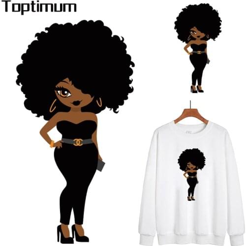 Fashion Girl Heat Transfer Vinyl DIY Patches For Clothing Heat Print On T-shirt Iron On Patches For Clothes Washable Appliques