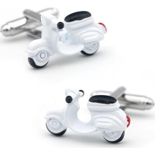 New Arrival 3D Electric Bike Cuff Links White Color Bicycle Design Quality Brass Material Mens Cufflinks Free Shipping