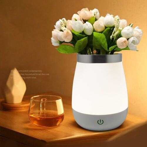 Table Lamp Vase Decorative Lights Decoration Flower Pot LED Waterproof 5W USB Charging Modern For Dining Room Wood Basket
