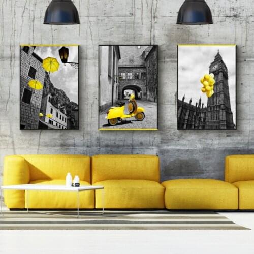 Landscape Wall Art Canvas Fashion Poster yellow City Print Painting Nordic Decoration Picture Living Room Decor