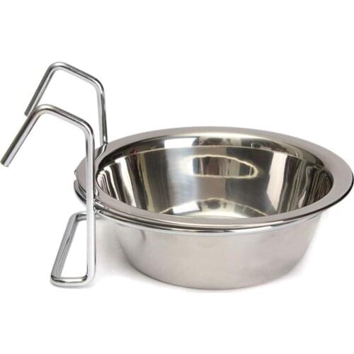 Pet Stainless Steel Hanging Bowl with Bolt Hook Detachable Food Water Bowls Feeder for Dog Cat Parrot Bird Rabbit Bunny