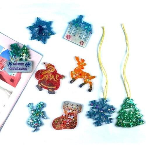 Christmas Decoration Silicone Mold DIY Santa Claus Elk Snowflake Phone Keychain Pendant Crystal Epoxy Resin mold