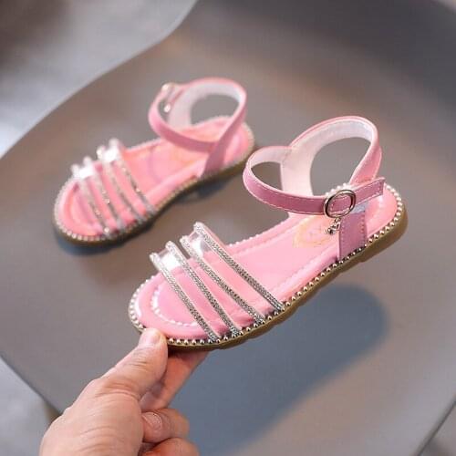 Summer Children Girls Princess Crystal Shoes For Kids Designer White Pink Wedding Party Dress Sandals 1 2 3 10 7 8 9 12 Years