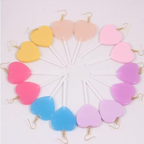 Heart Star Round Mice Glitter Candy Lollipop Earrings Resin Candy Earrings Costume Trendy Style Women Girl Jewelry