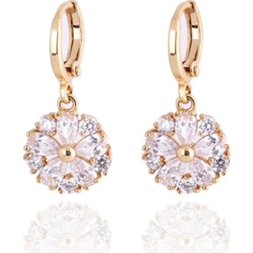 Flower Earrings Crystal Pendant Earring High Quality Wedding Accessories Vintage Brinco Dangle Earrings Fashion Earring Jewelry