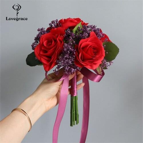 Wedding Bridal Bouquet Silk Artificial Flowers Roses Gypsophila Wedding Bouquet for Bridesmaids Wedding Mariage Accessory Flores
