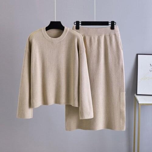 Ribbon Womens 2 Piece Set Sweatshirts Skirts Winter Drawstring Calf-Length Skirt Suits 2021 Casual Female Pockets Pullover Suit