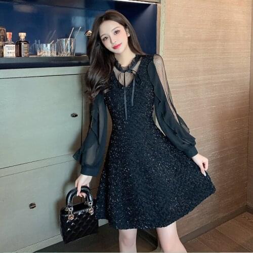 Women Korean Dress Fashion One Piece Autumn Winter Spring 2021 2015 Office Lady Full Sleeve Patchwork Solid Zipper Dresses Traf
