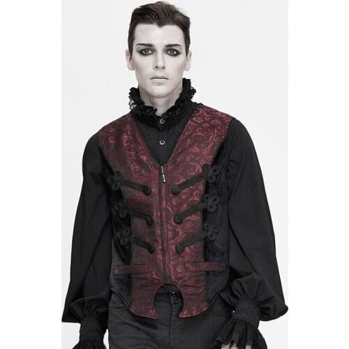 Vintage Vest For Men Red Jacquard Mens Suit Vest Male Waistcoat For Wedding Formal Jacket Men V Neck Men Clothing