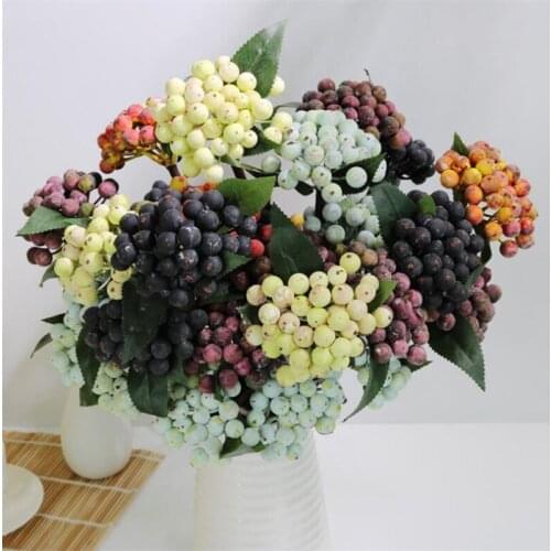 10pcs Fake Short Stem Berry 11.81" Length Simulation Christmas Berries for Wedding Home Decorative Artificial Plants