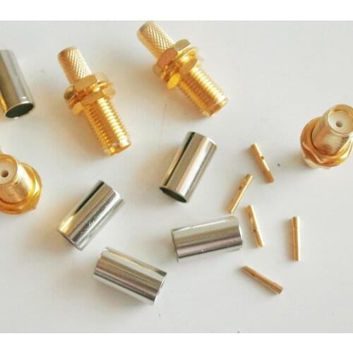 10X Pcs High-quality RF Connector SMA Female plug With O-ring Bulkhead Panel Nut Crimp for LMR195 RG58 RG142 RG223 RG400 Cable