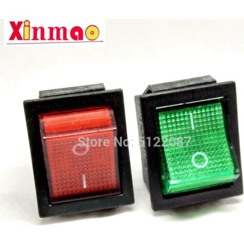 2Pcs/Lot 30mm*25mm Red 4 Pin Light On/off Boat Button Switch 250V 15A AC AMP 125V/20A 30*25mm KCD4-201 Green Power Switch New