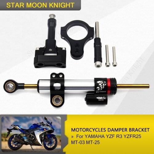CNC Aluminum Adjustable Motorcycles Steering Stabilize Damper Bracket Mount Kit For YAMAHA YZF R3 YZFR25 MT-03 MT-25 Silver