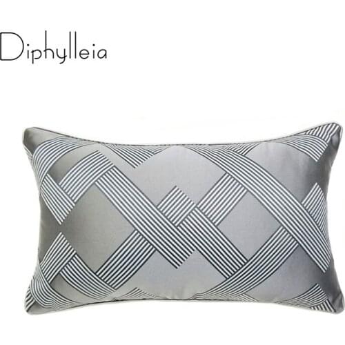 Diphylleia Modern Geometric Gray Silver Lumbar Cushion Cover 30x50cm Home Decorative Pillow Case Coussin For Living Room Sofa