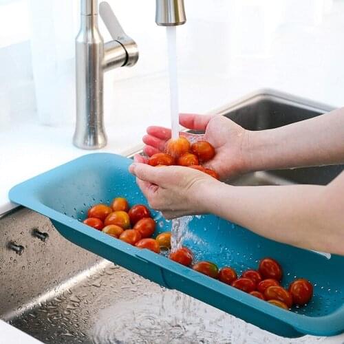 Colander Dish Drainer Foldable Strainer Fruit Vegetable Washing Basket Silicone Colander Collapsible Drainer Kitchen Tools
