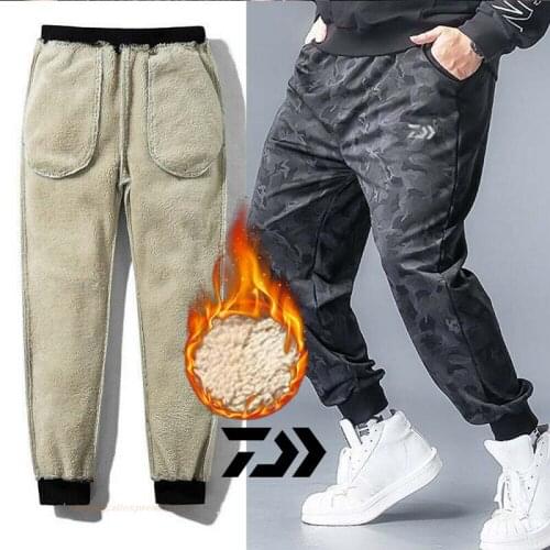 Fleece Fishing Pants Winter Daiwa Fishing Pants Mens Outdoor Sports Thickened Fishing Pants Cycling Pants Warm Fishing Pants