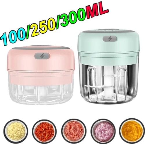 100/250mL Mini Electric Garlic Chopper USB Charging Ginger Masher Machine Sturdy Durable Chili Vegetable Crusher Kitchen Tool
