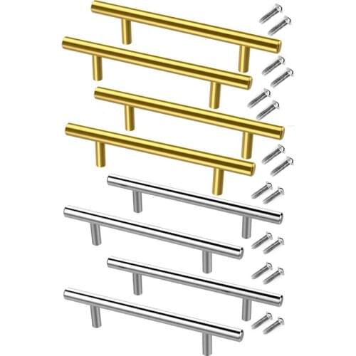 JFBL Hot 8 PCS Gold Silver Handles Hardware Stainless Steel Drawer Pulls, Cabinet Door Handles for Kitchen Bathroom Furniture
