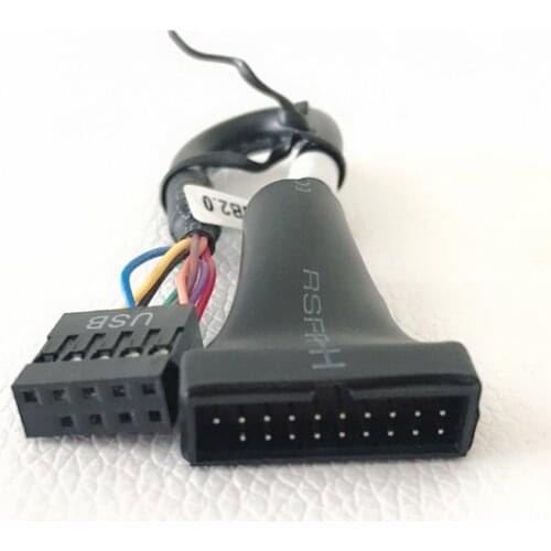 USB 2.0 to 3.0 9Pin Female to 20Pin Male Adapter Data Extension Power Cable Black 10cm for PC Motherboard