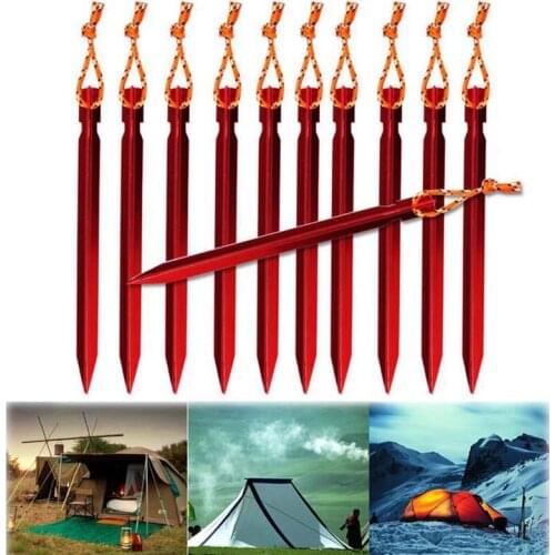 4Pcs/Set Tent Pegs 18cm Aluminum Tent Stake with Reflective Rope Outdoor Tent Nail Peg Tent Accessories for Camping Hiking