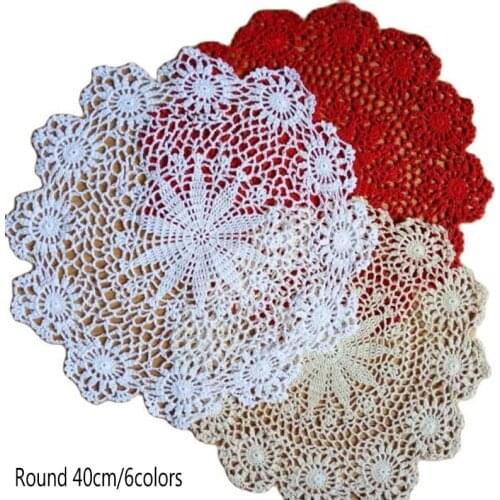 Handmade crochet table place mat cloth lace cotton placemat tea Cup coaster dining coffee doily pad drink mug Christmas kitchen